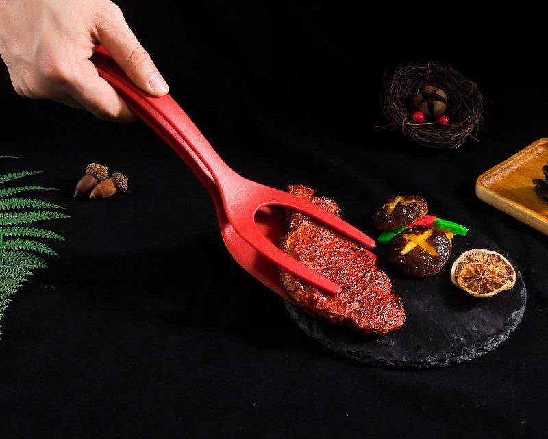 Super Espátula 2 em 1 - Multifuncional antiaderente, pegue fácil e vire os alimentos com Praticidade e Segurança!