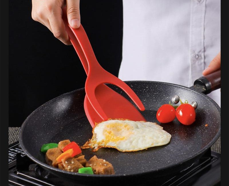 Super Espátula 2 em 1 - Multifuncional antiaderente, pegue fácil e vire os alimentos com Praticidade e Segurança!